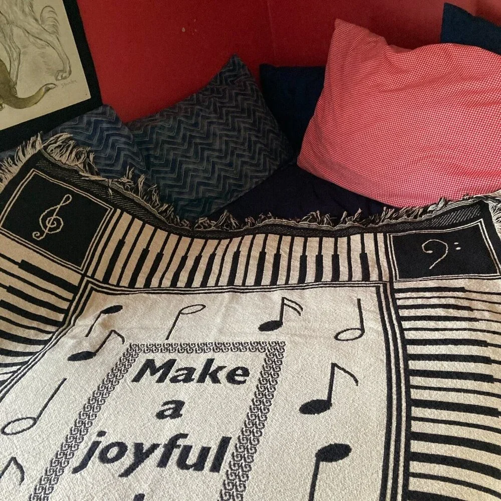 Psalm 100 Throw Blanket Make a Joyful Noise Unto the Lord Musical Notes 47x71 in